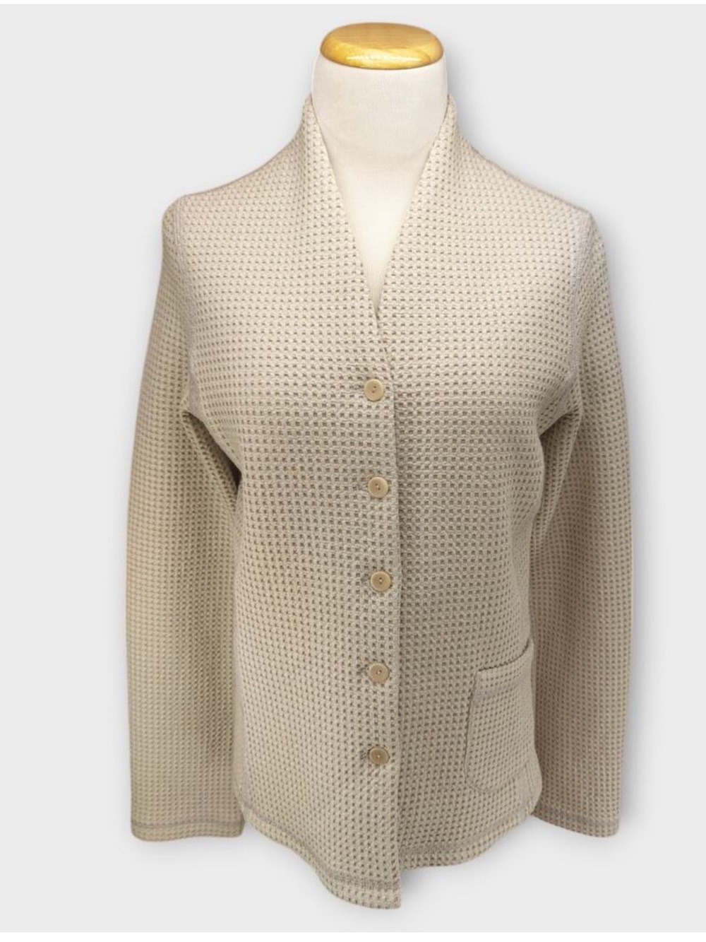 NEW! Eileen Fisher Waffle Knit Beige Jacket Women’s size Med NWOT